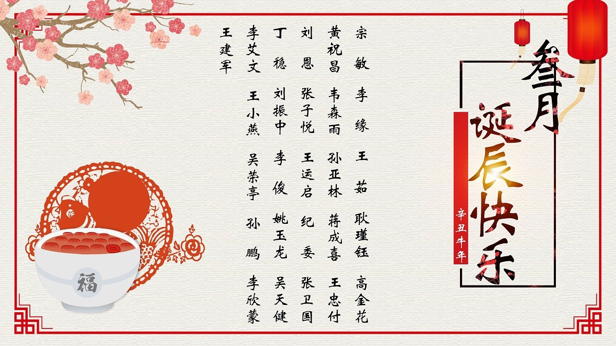 【生日祝福】恭祝03月生日的員工生日快樂！
